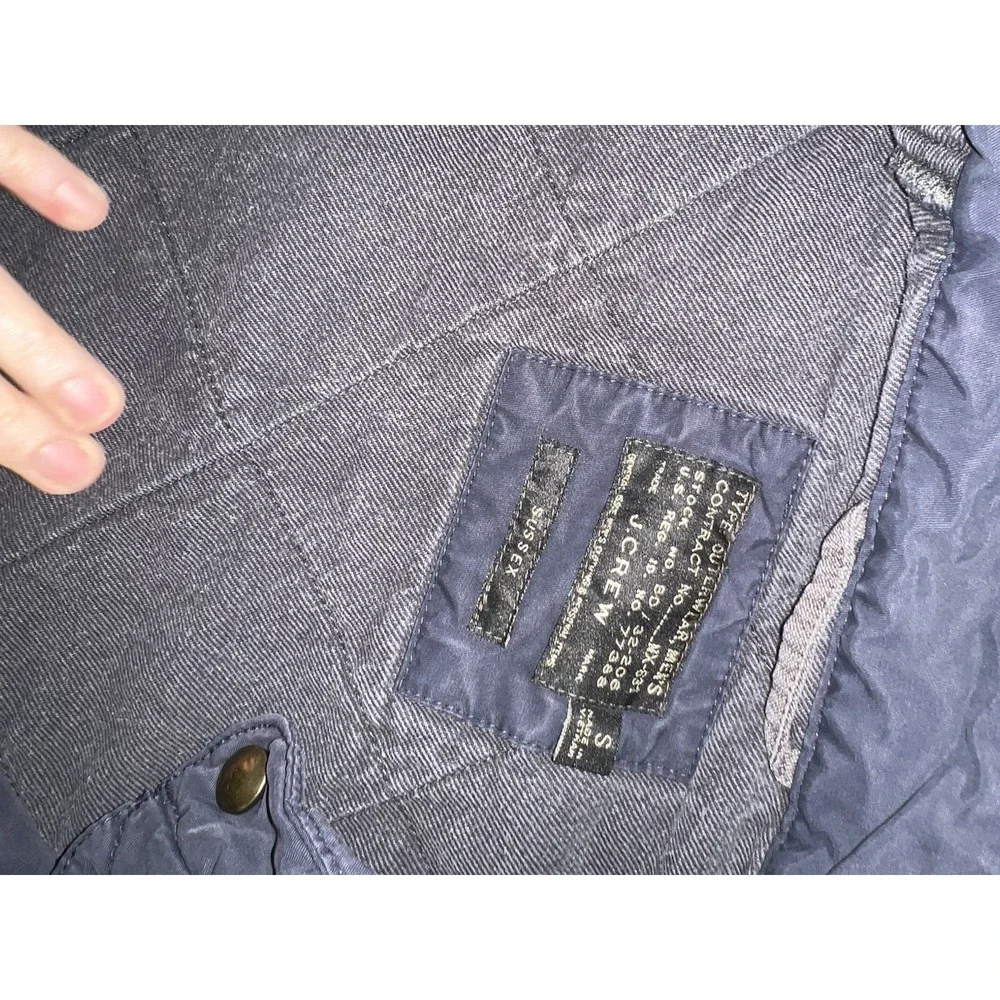 J Crew Quilted Utility Field Jacket Mens Small Navy Diamond Quilt Snap Zip